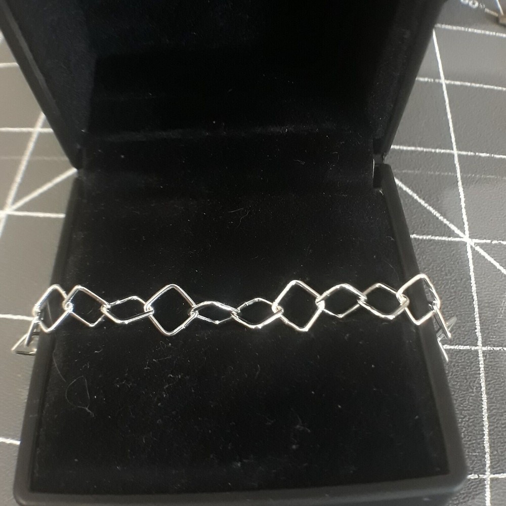 NEW Sterling Silver Bracelet Geometric Square Links 7.25"L Bracelet - 3g